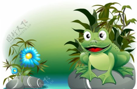 可爱青蛙鲜花图片