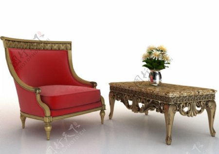 一款欧式沙发茶几模型图片