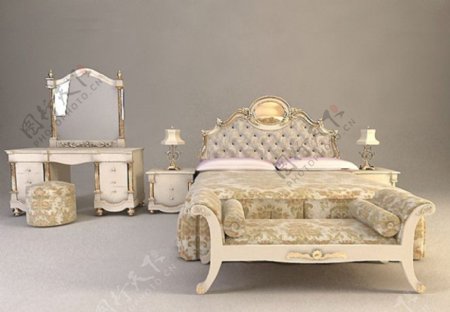 精致欧式家具经典卧室家具组合图片