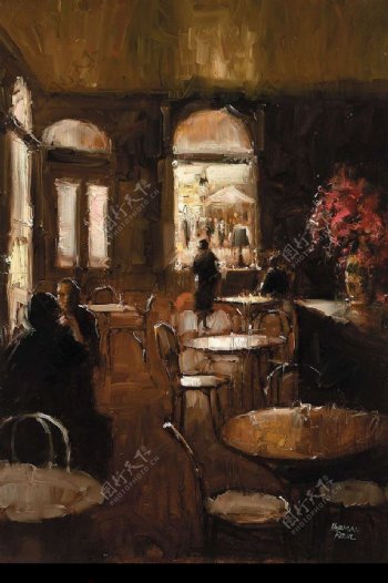 油画咖啡厅图片