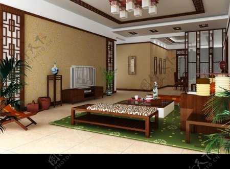 中式家装模型图片