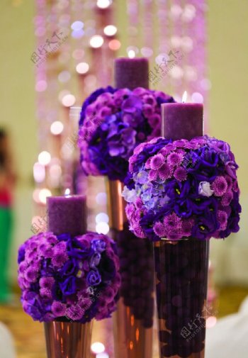 宴席花艺紫色图片