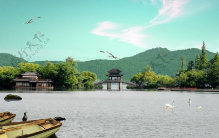 湖面风景风景素材图片