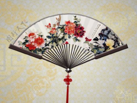 中国古风折叠纸扇图片