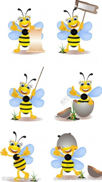 蜜蜂卡通动漫矢量图图片