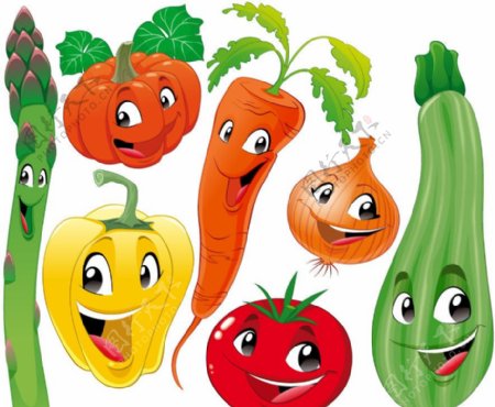 可爱蔬菜表情矢量图片