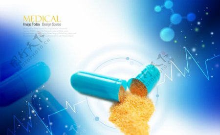 医学化学药品蓝色科技背景图片