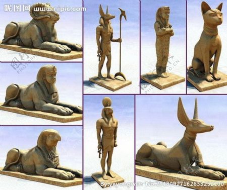 古埃及及希腊雕塑图片