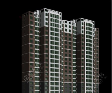 高层住宅楼模型3D图片