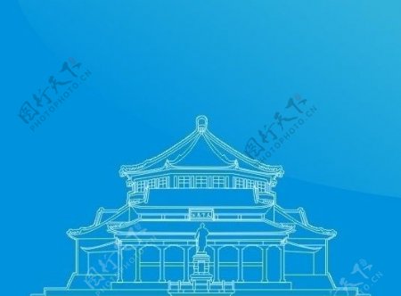 广州建筑物线稿图片