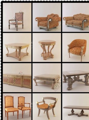 12个欧式家具模型图片