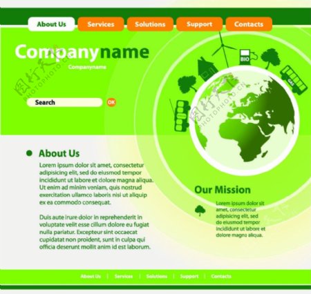 绿色网站设计模板图片