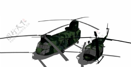 军用直升机两架图片