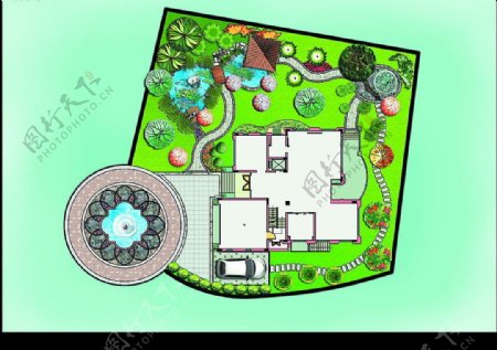 私家花园绿化平面图图片