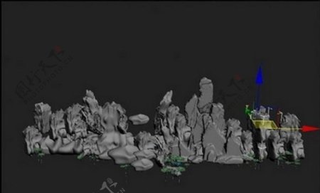 石头石堆假山3D模型图片
