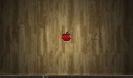 苹果标志木质背景图片