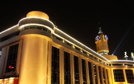 天津东站夜景图片