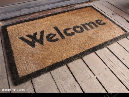 欢迎字幕welcome的门口地毯图片