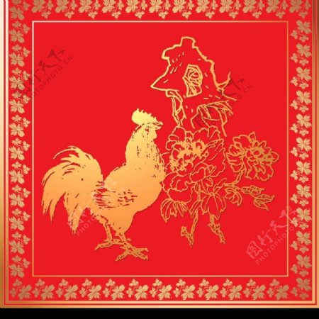 鸡年传统门画图片