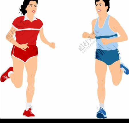 跑步的男女青年图片