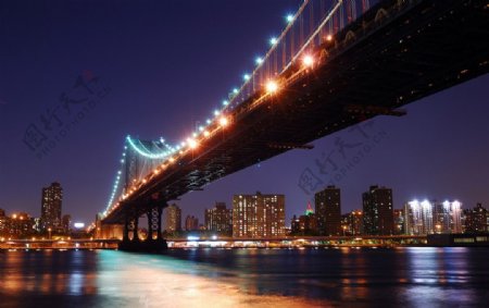 纽约夜景桥非高清图片