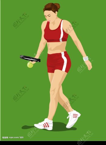打网球的女郎图片