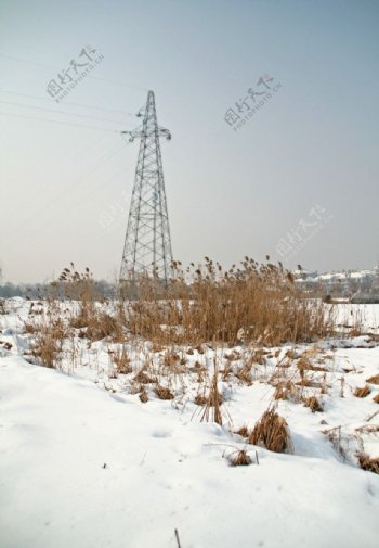 大雪中的铁塔图片