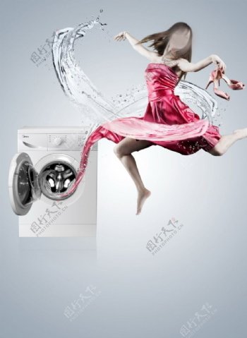 美的洗衣机海报设计图片