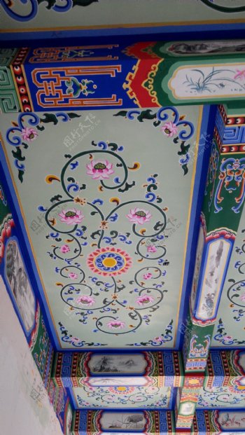 古建天花苏式彩绘图片