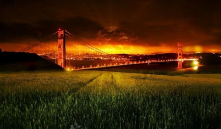 金门大桥黄昏美景图片