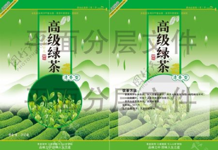 绿茶拉链袋平面分层文图片