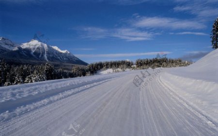 公路道路雪路图片