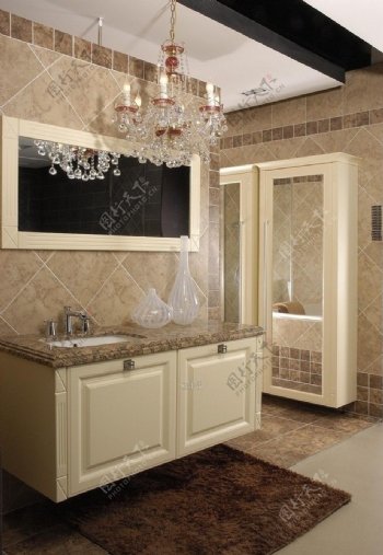 洗手间洗手台盥洗室盥洗台卫生间浴室样板间铺砖图片