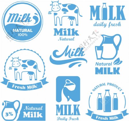 鲜奶milk标签图片