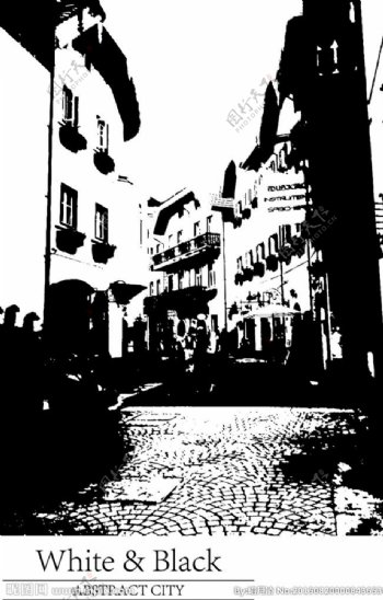 黑白街景图片