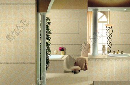 浴室卫生间瓷砖铺贴样板间图片