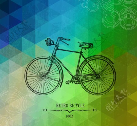 创意手绘自行车背景图片