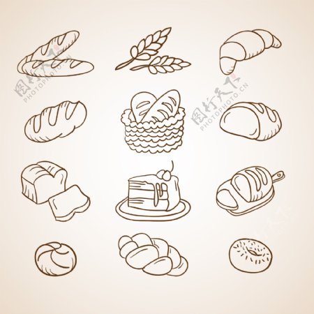 12款面包甜点设计矢量图图片