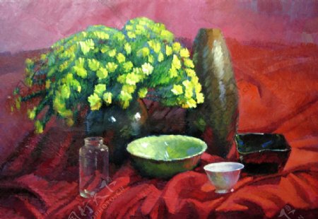 静物花卉陶器图片