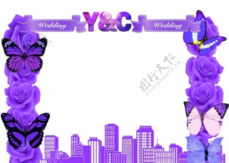 紫色婚礼模板图片