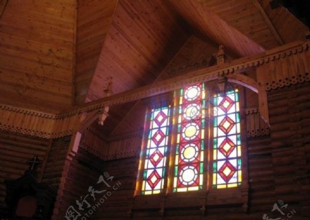 伏尔加庄园俄罗斯教堂彩色窗图片