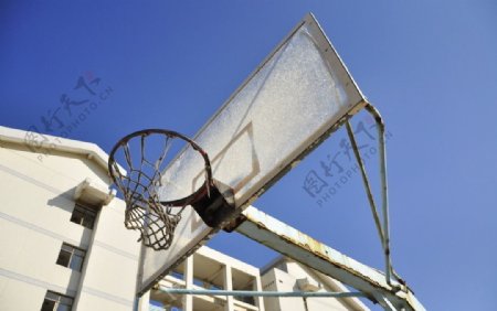 篮球架和宿舍楼图片
