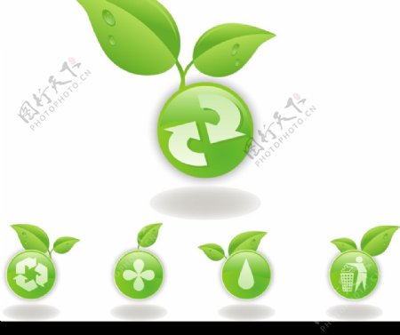 绿色树叶主题环保图标图片