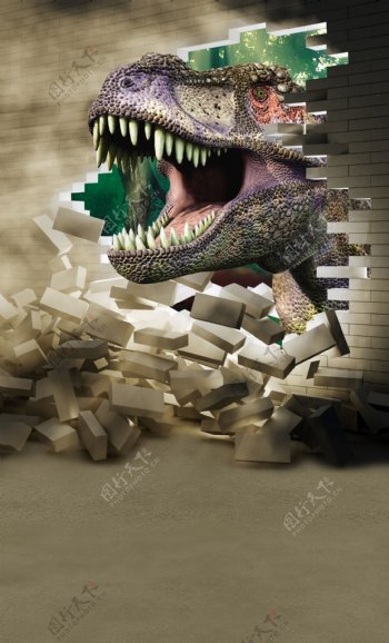 3D酷炫立体恐龙背景素材图片