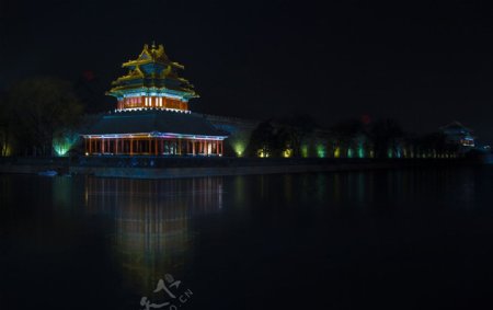 北京紫禁城角楼夜景图片