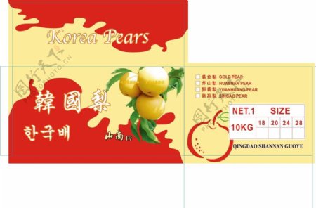 韩国梨包装彩色礼盒图片