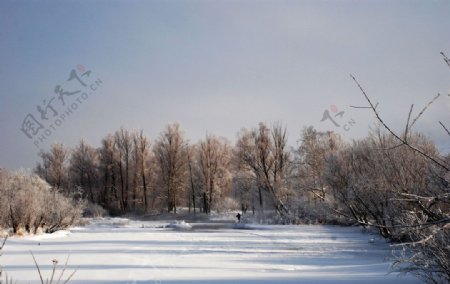 根河两公里半冬景图片