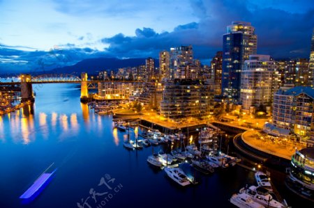 温哥华城市夜景摄影图片