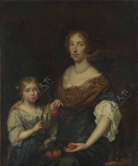 卡斯帕的肖像一位女士和一个女孩图片
