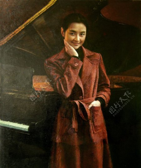 钢琴旁的少女图片